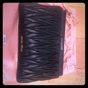 COPY - Miu Miu Ruched black leather clutch